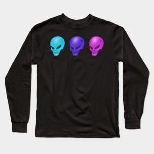 THREE COLORS ALIENS UFO FROM SPACE Long Sleeve T-Shirt